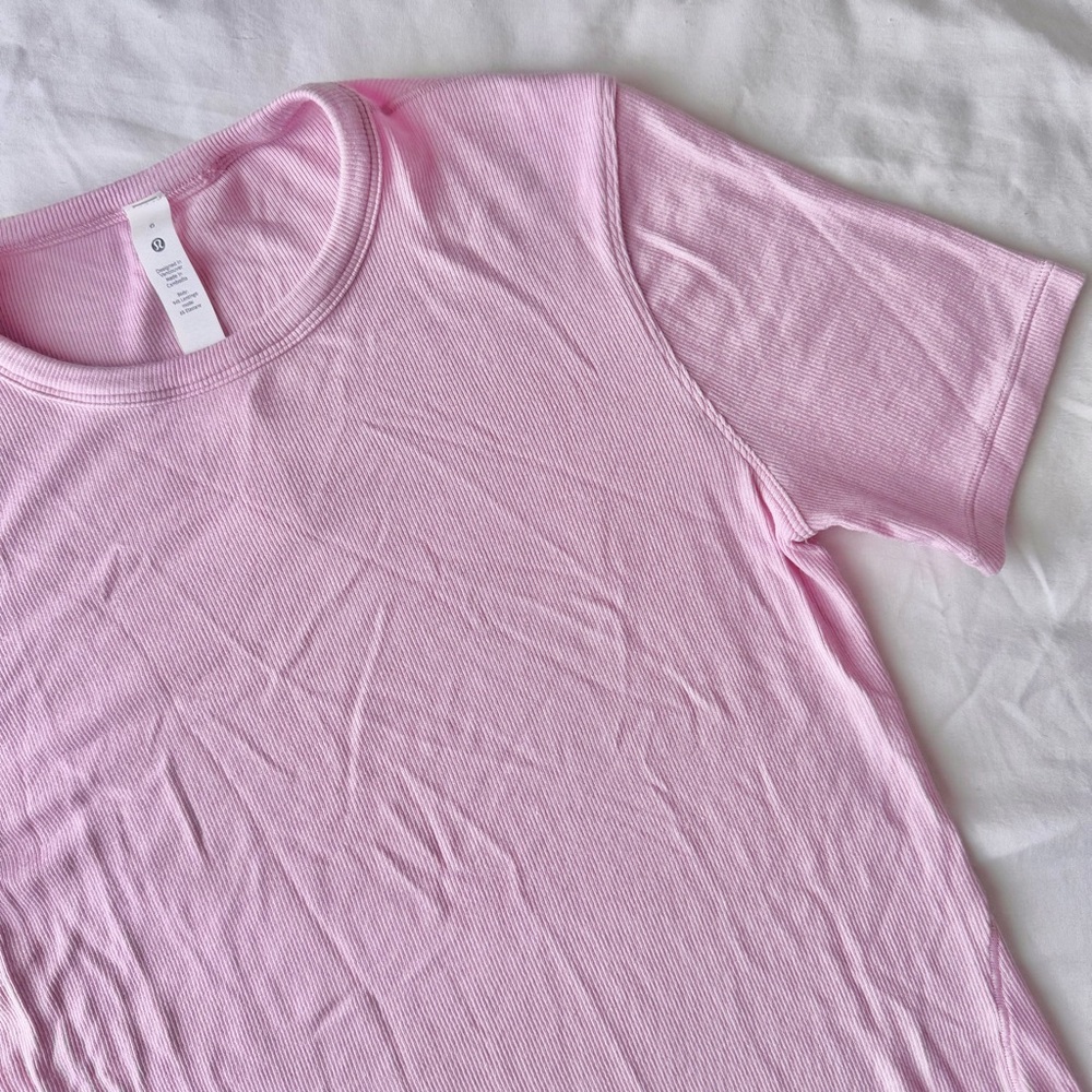 Lulu Soft Ribbed Pink Tee